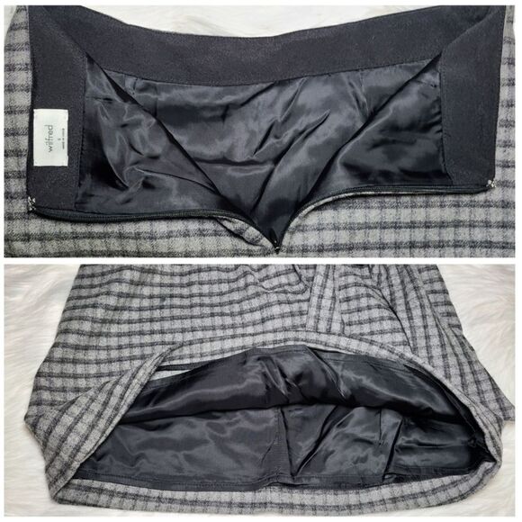 NWT|Wilfred Grey Wool Cashmere Blend Plaid Bow Skirt, Size 6 - Picture 3 of 7